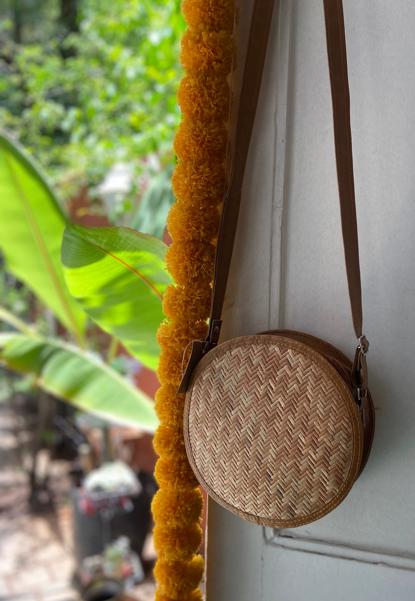 Cane Shital pati Handbag Round