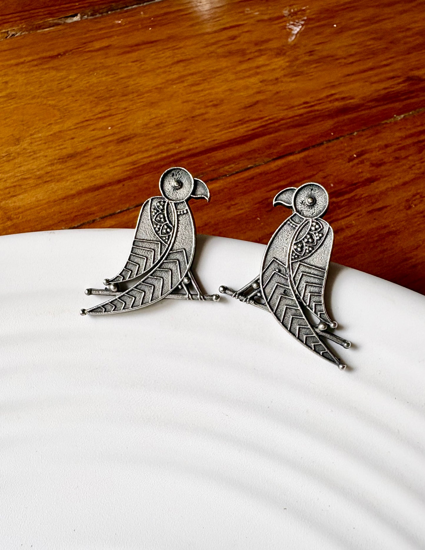 Oxidised Parrot Studs