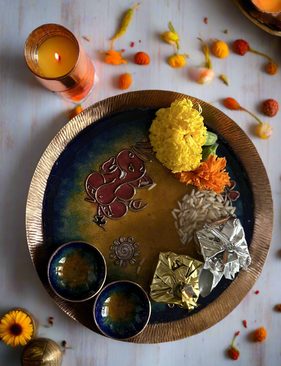 Copper Minakari Pooja Thali