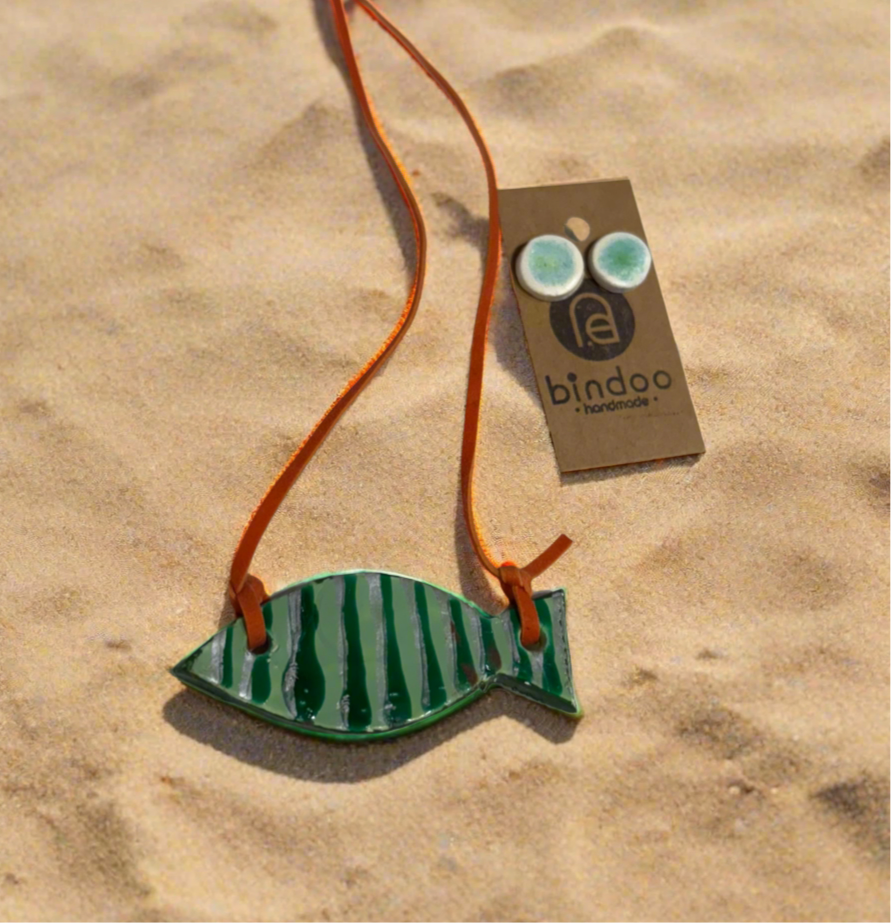 Clay Fish Pendant with studs set