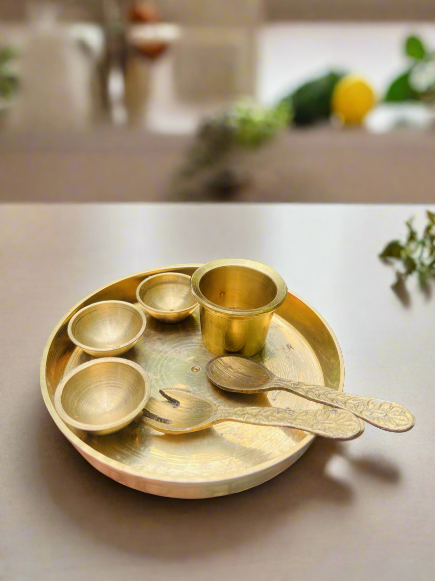 Brass Plate (Thali) Miniature set of 7 items