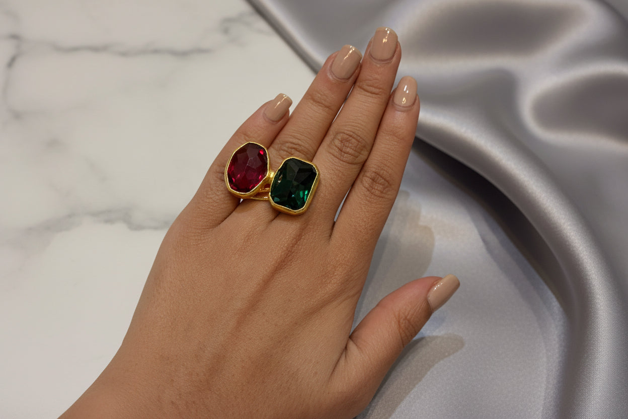 Scarlet & Emerald Duo Ring
