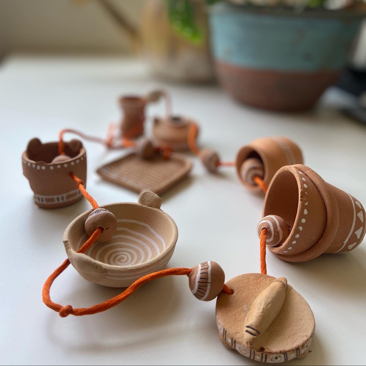 Set of miniature terracotta pottery