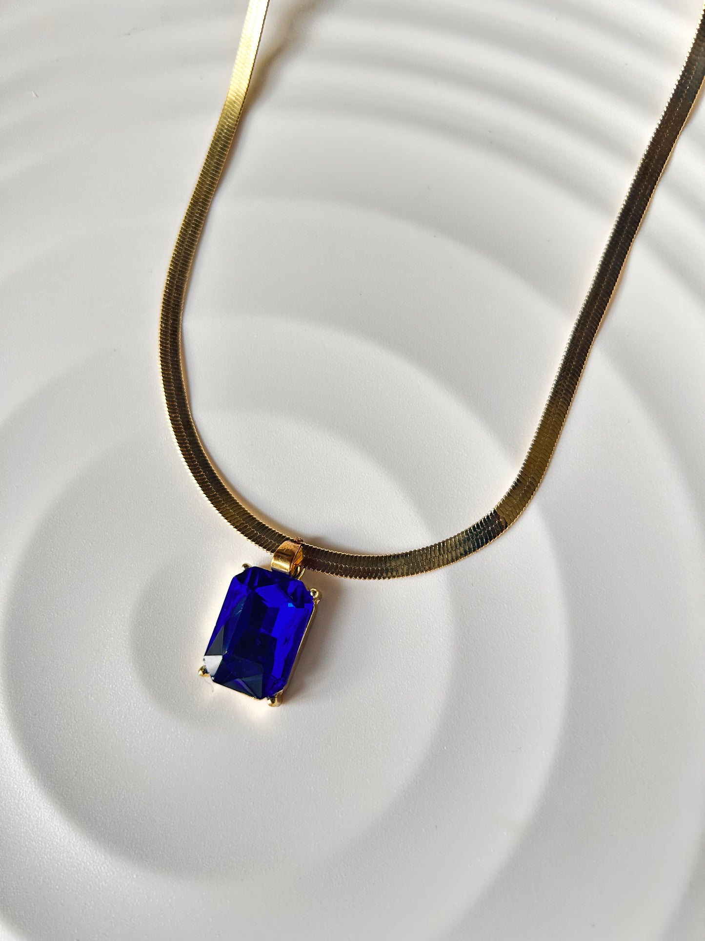 Blue Sapphire (Neelam/Nilam) Pendant with Snake Chain