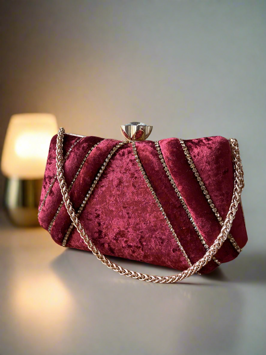 Red Wine velvet clutch