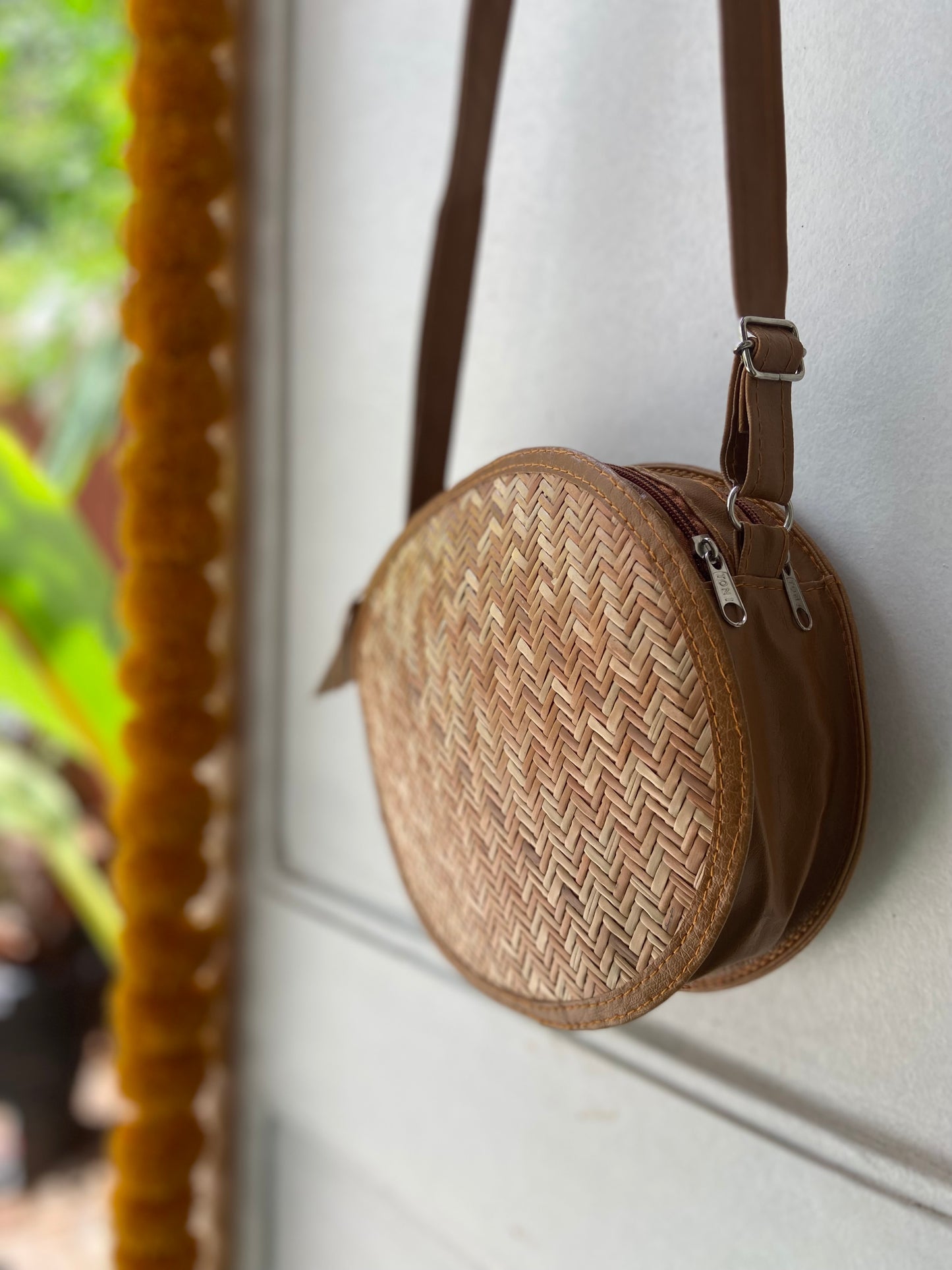 Cane Shital pati Handbag Round