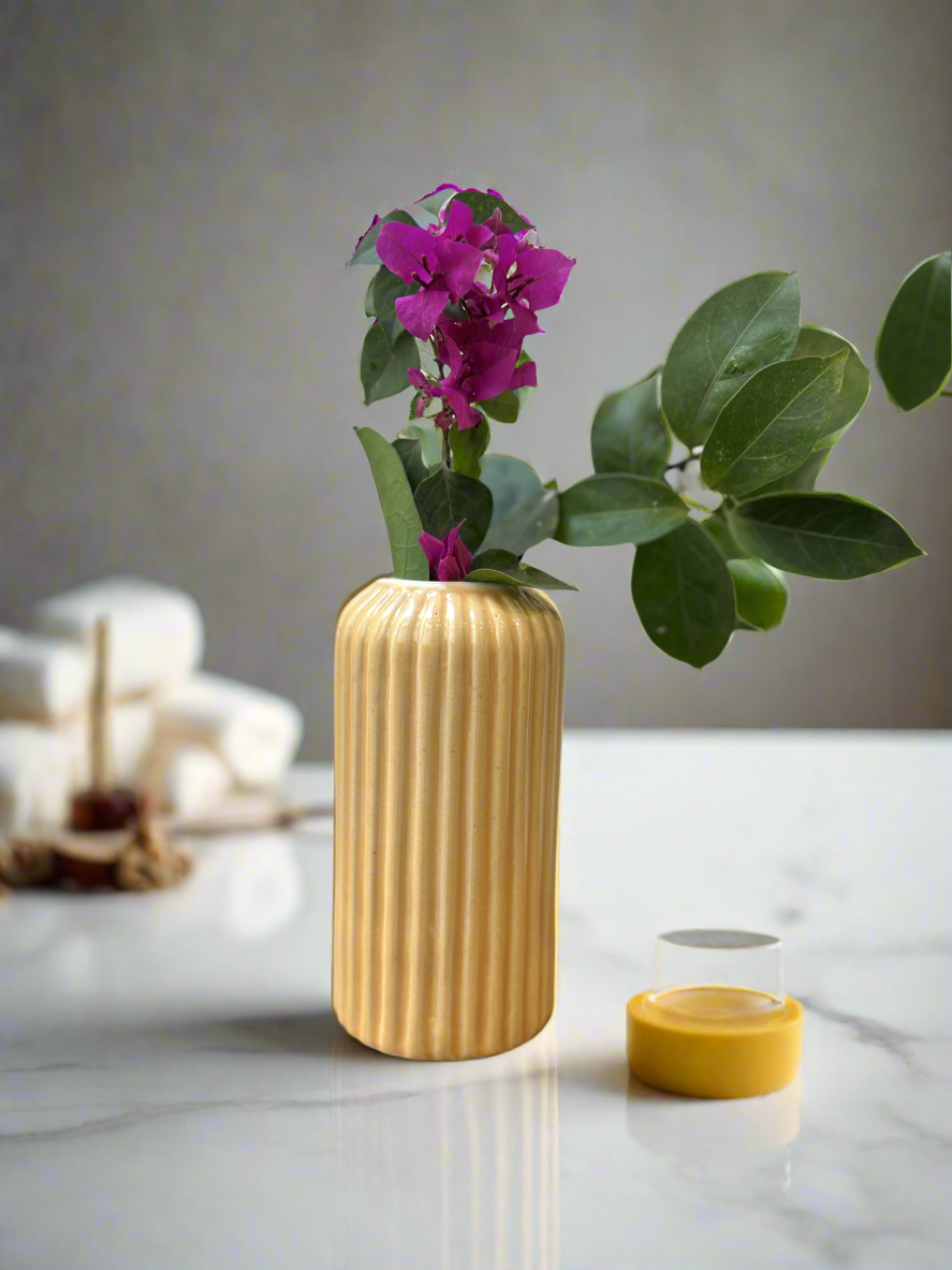 Cylinder Mustard Ceramic Vas