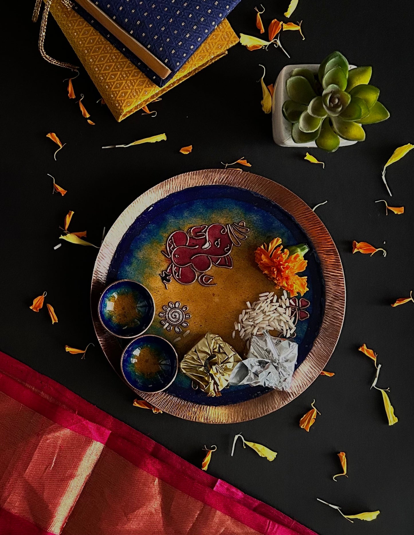 Copper Minakari Pooja Thali