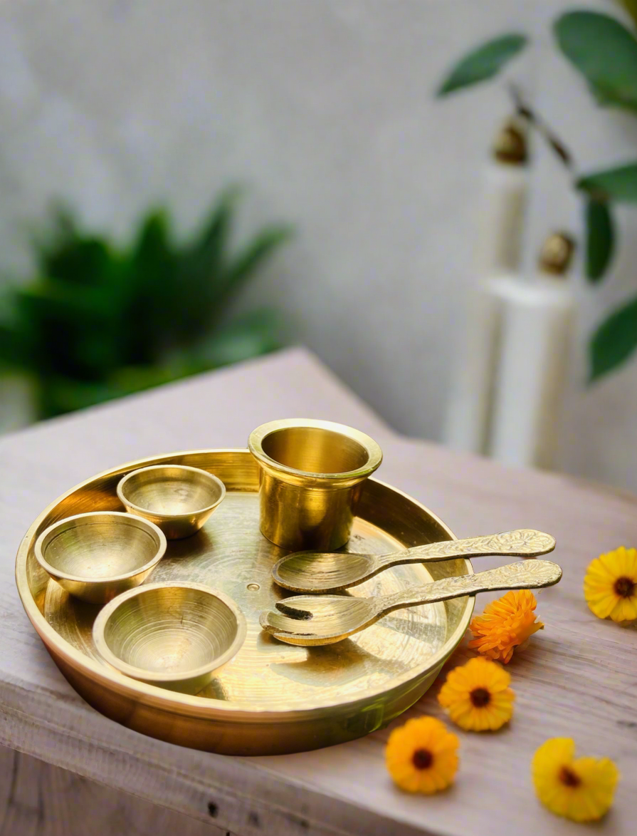 Brass Plate (Thali) Miniature set of 7 items