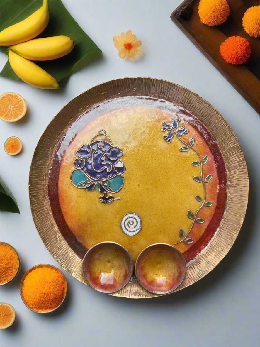 Copper Minakari Pooja Thali