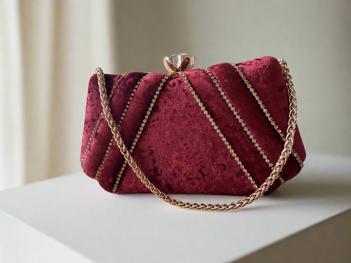 Red Wine velvet clutch