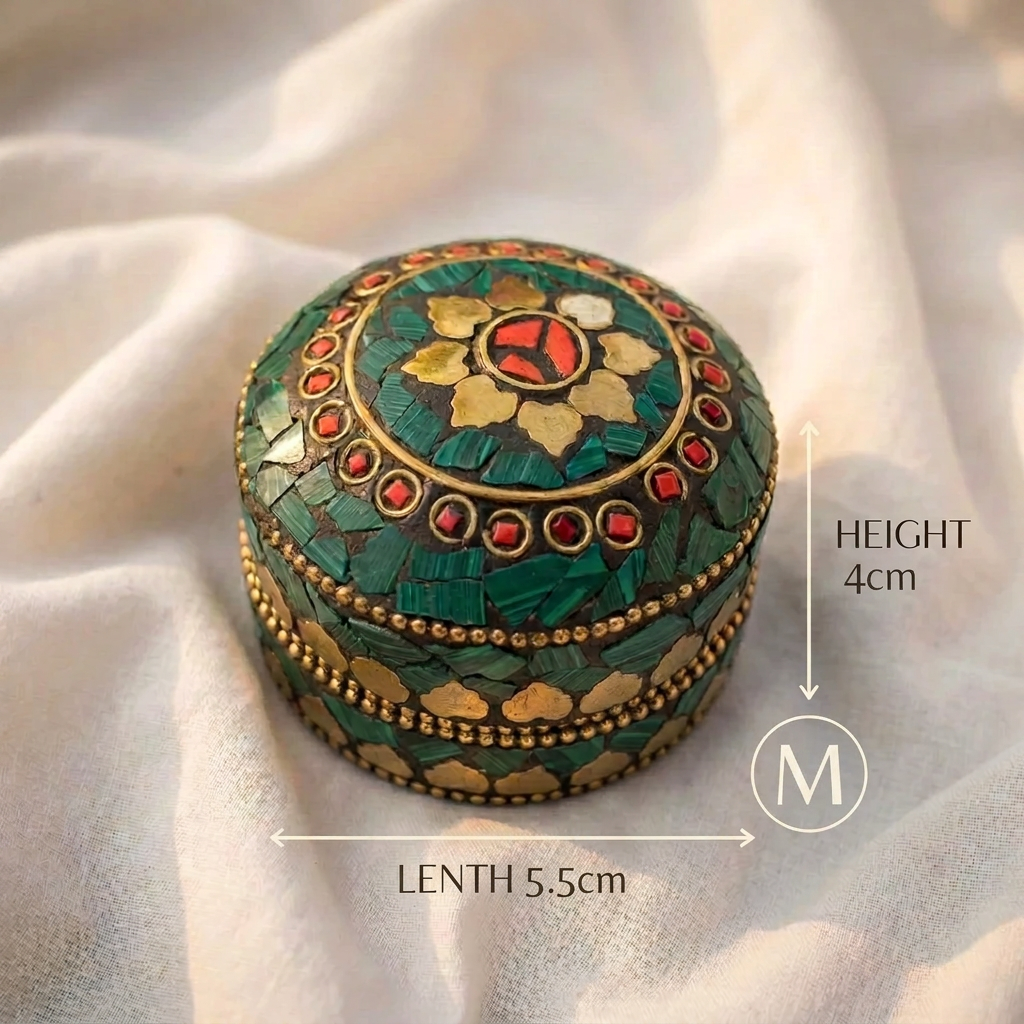 Handcrafted Indian Mosaic Trinket Green