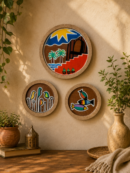 Wooden Handpainted Wall Hanging- Set of 3