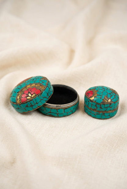 Handcrafted Indian Mosaic Trinket Sea Blue