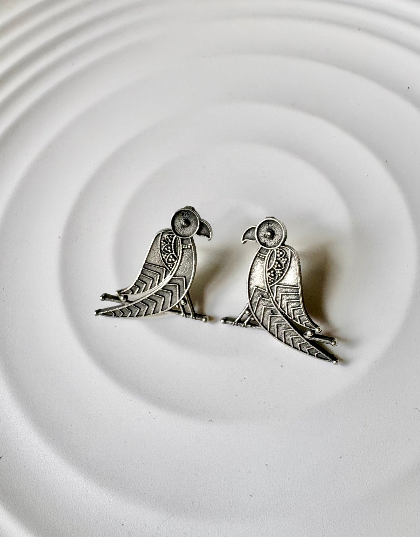 Oxidised Parrot Studs