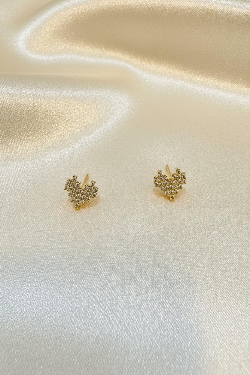 Pixel Stone Heart studs