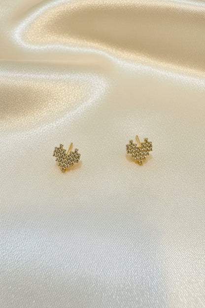 Pixel Stone Heart studs