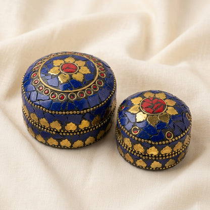 Handcrafted Indian Mosaic Trinket Ink Blue