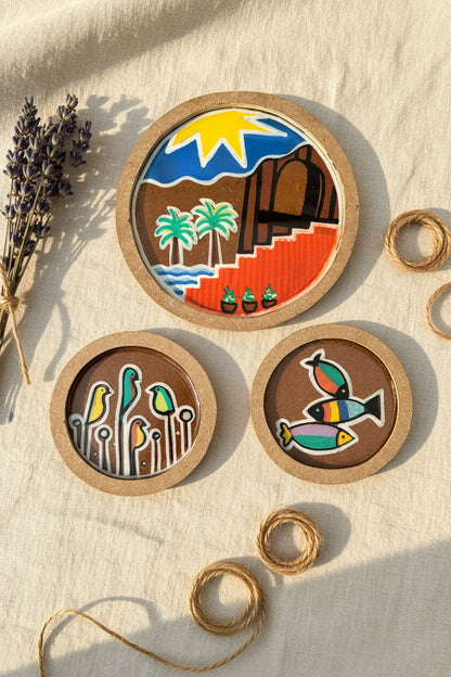 Wooden Handpainted Wall Hanging- Set of 3
