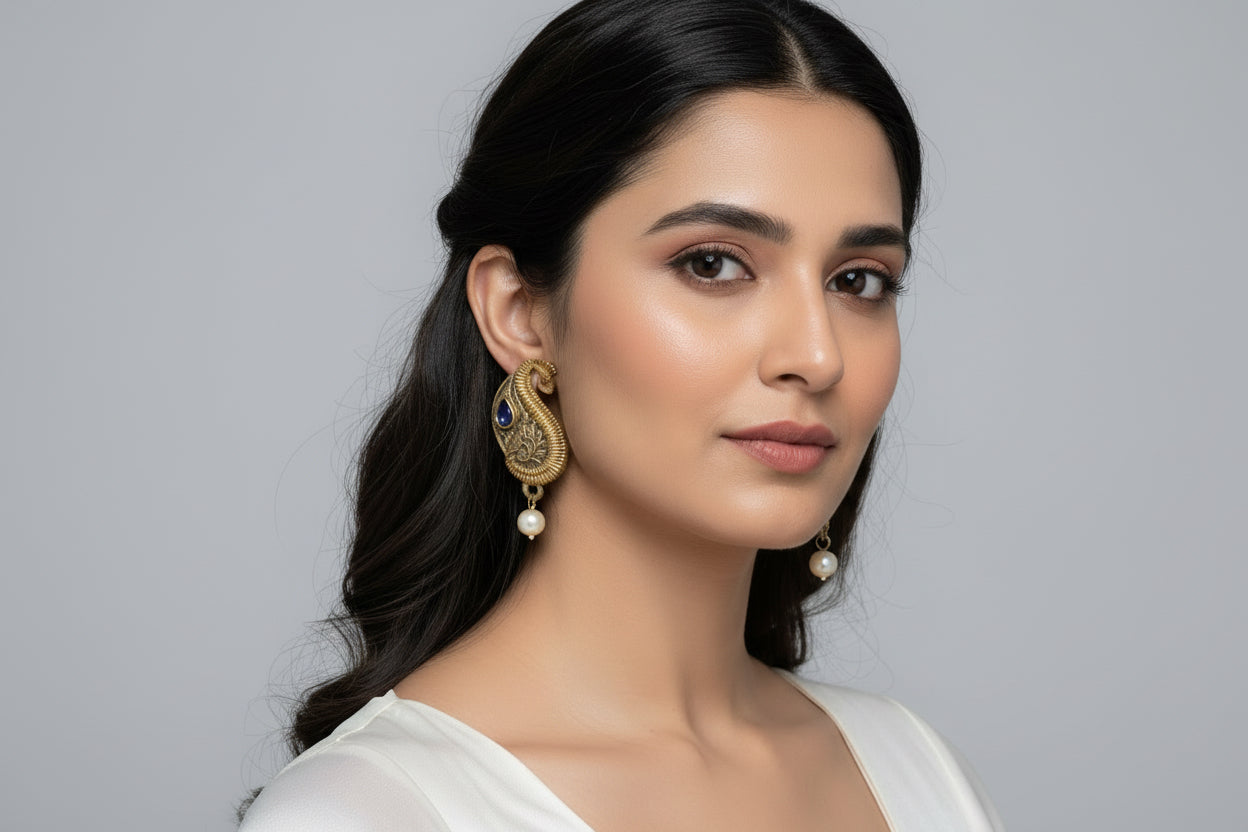 Royal Peacock Drop Earrings
