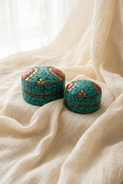 Handcrafted Indian Mosaic Trinket Sea Blue