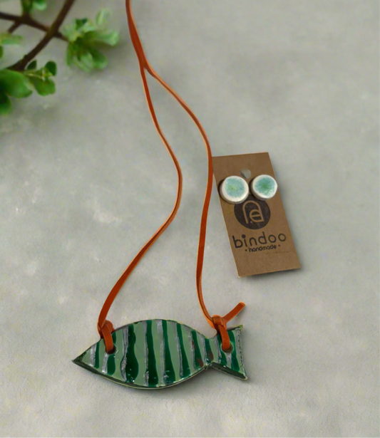 Clay Fish Pendant with studs set