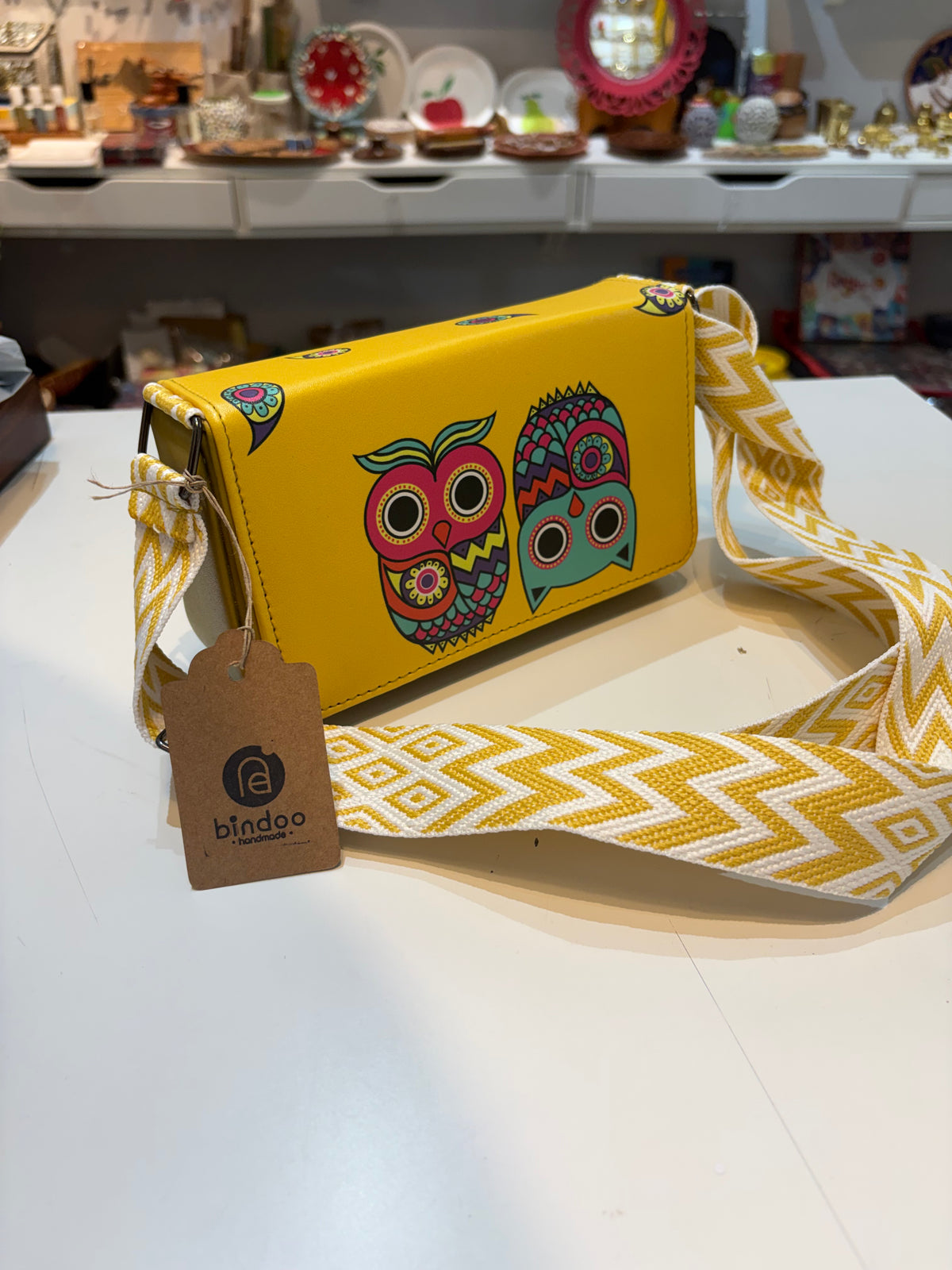 Yellow Sling bag with broad belt