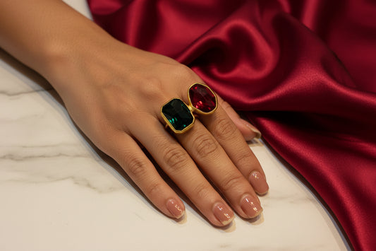 Scarlet & Emerald Duo Ring
