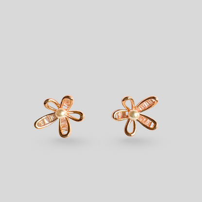 Floral Pearl Rose gold Earrings