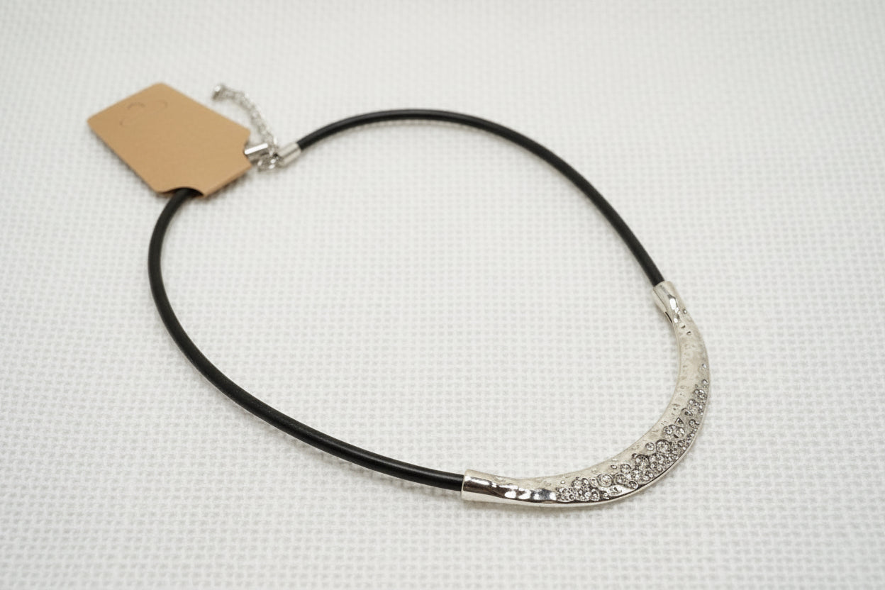Luna Curve Crystal Cord Necklace