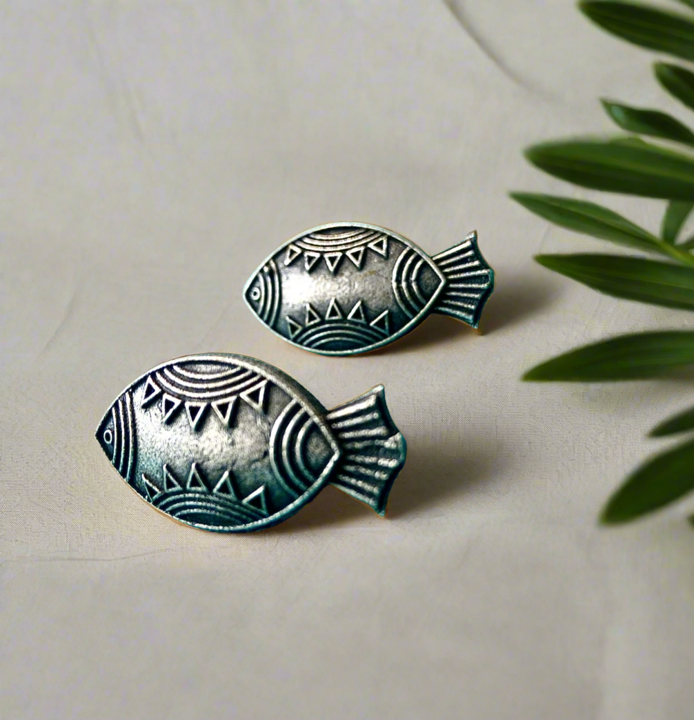 Fish Silver Polished Earrings