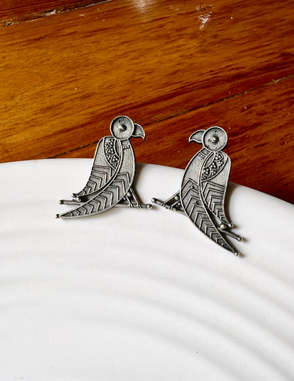 Oxidised Parrot Studs