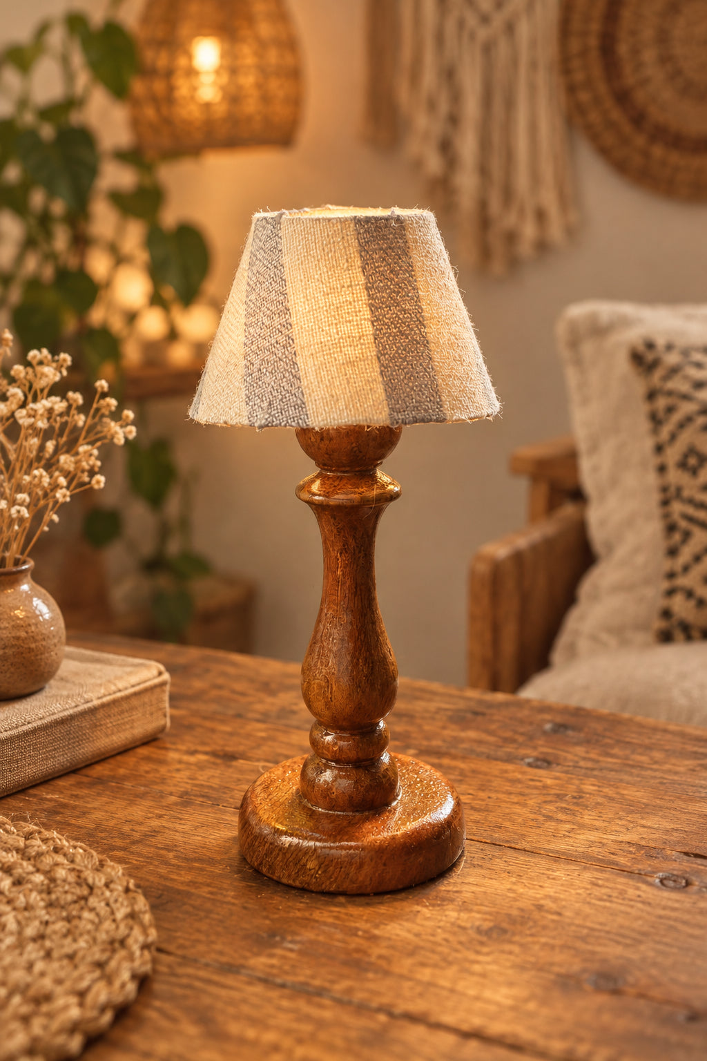 Handcrafted Mini Wooden Paper Lamp