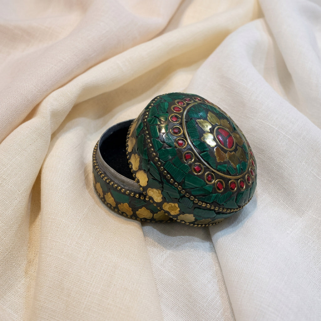 Handcrafted Indian Mosaic Trinket Green