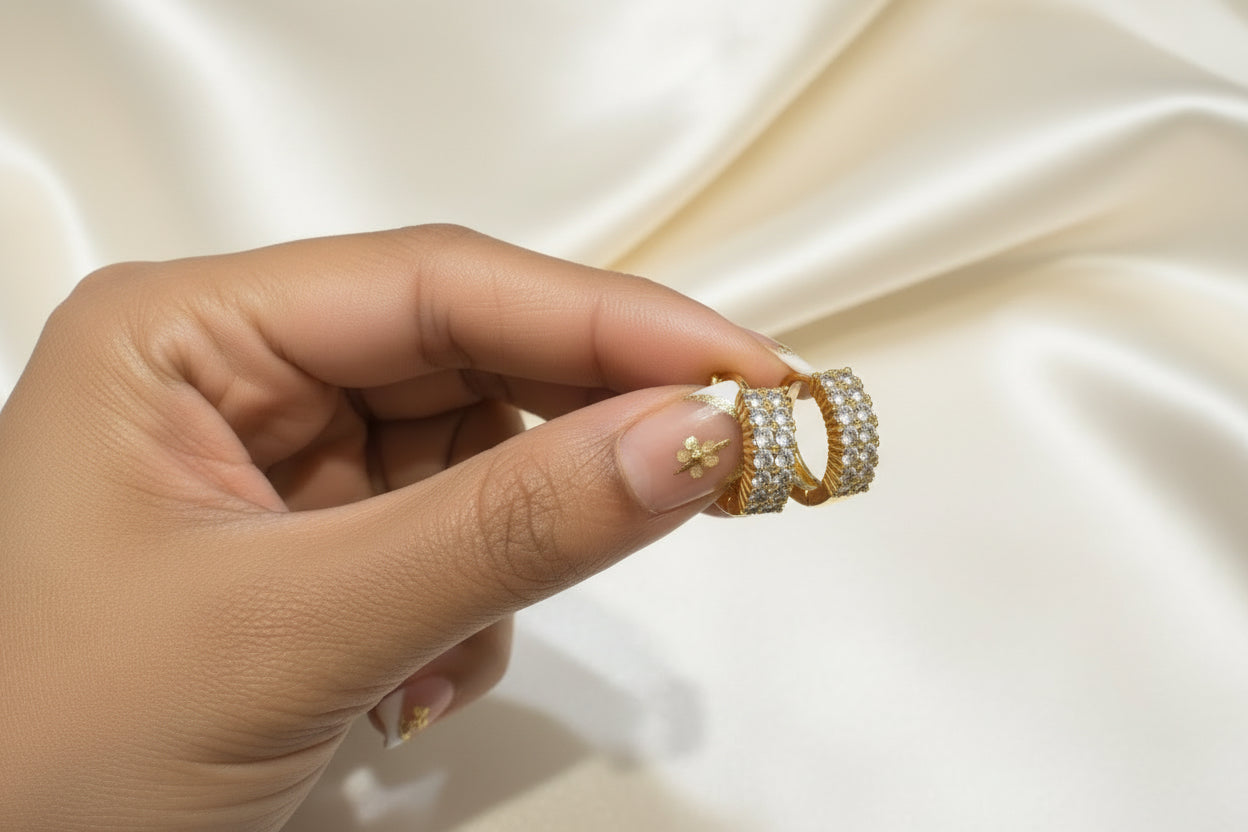 Diamond Huggie Hoop Earrings