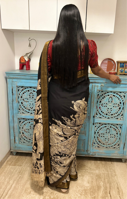Kalmkari Chanderi Silk Saree