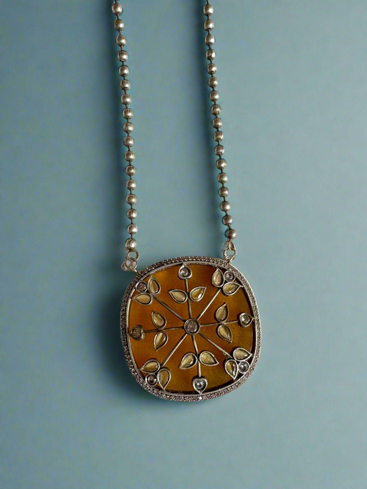 Angela Kundan with Gold plated Silver Replica Necklace