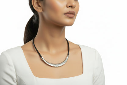 Luna Curve Crystal Cord Necklace