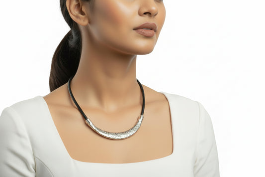 Luna Curve Crystal Cord Necklace