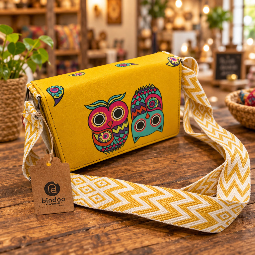 Yellow Sling bag with broad belt