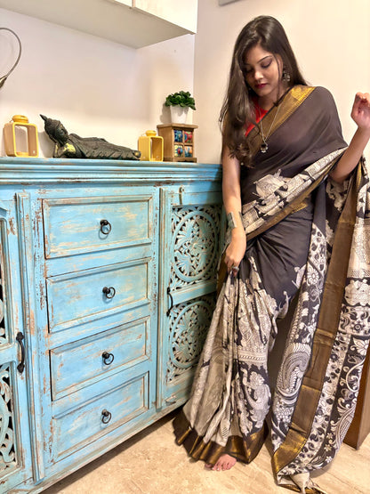 Kalmkari Pure Silk Saree