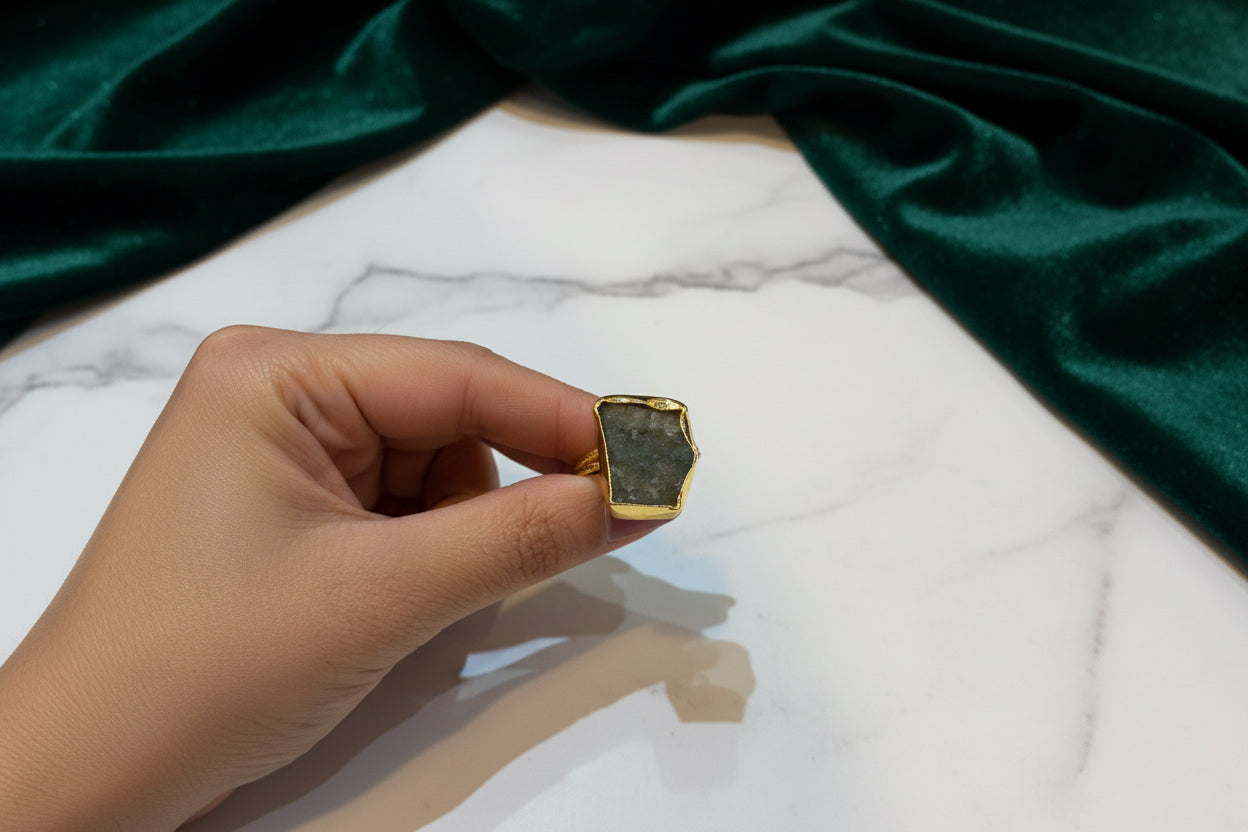 Raw Green Gry tourmaline Ring