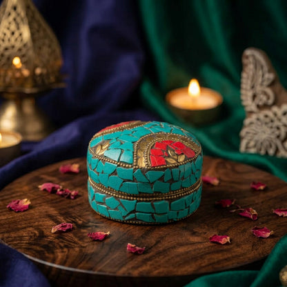 Handcrafted Indian Mosaic Trinket Sea Blue