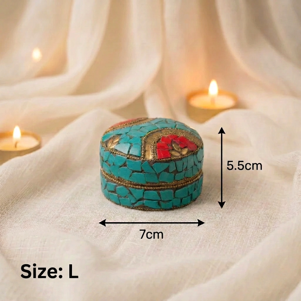 Handcrafted Indian Mosaic Trinket Sea Blue