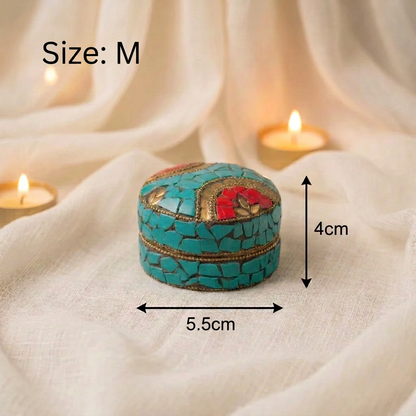 Handcrafted Indian Mosaic Trinket Sea Blue