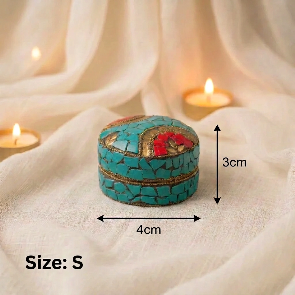 Handcrafted Indian Mosaic Trinket Sea Blue