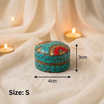 Handcrafted Indian Mosaic Trinket Sea Blue