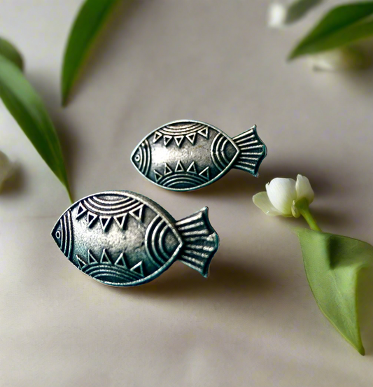 Fish Silver Polished Earrings