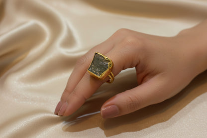 Raw Green Gry tourmaline Ring