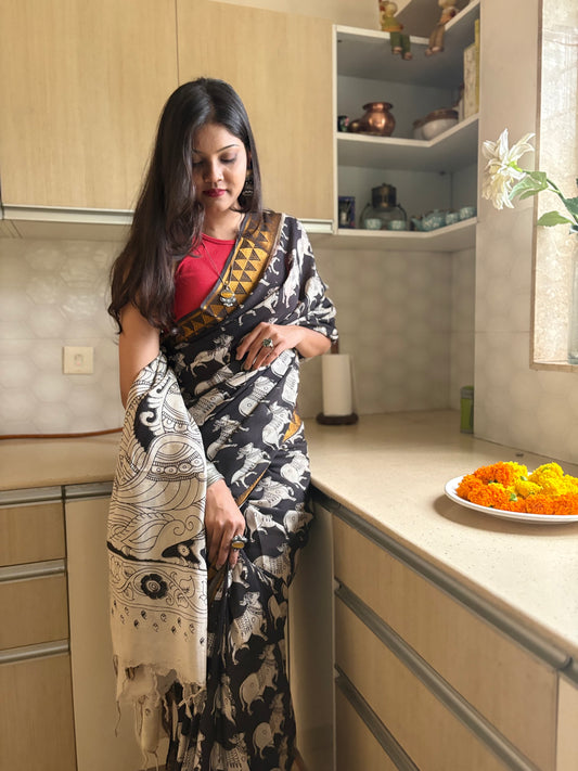 Kalamkari Pure Silk Pichwai Saree